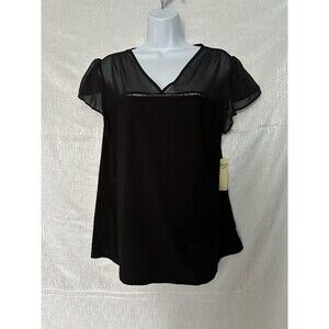 Perception concept NWT Women’s Short Sleeve, Sheer, Dressy Top V- Neck, Size XL